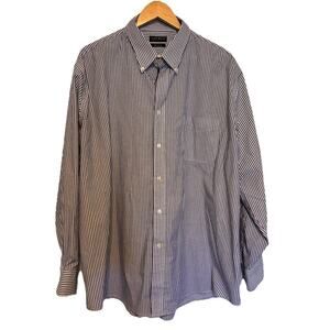 Ralph Lauren Mens Black Label Striped White Gray Shirt 2X 18.5 34/35 Stretch